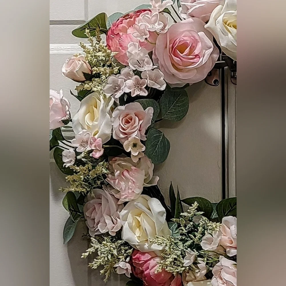 NWT ASHLAND SPRING 🌹 Wreath. Monet's Garden Le Jardin de Monet W/ Pink & Yellow